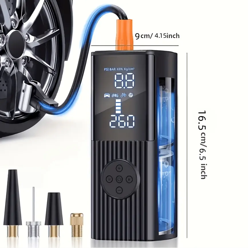 New Upgraded，Tire Inflator Portable Air Compressor, 150PSI Air Pump for Car Tires with LED Light, Cordless Tire Pump with Digital Pressure Gauge, Tire Inflator for Car, Bike, Motorcycle, Ball