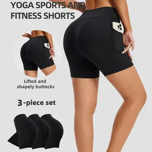 Unisex High-Waist Biker Shorts 3 Pack - Butt-Lifting, Tummy-Flattening, Ultra-Comfy, Breathable Athletic Wear - Workout Gym Shorts, Activewear for Yoga, Running