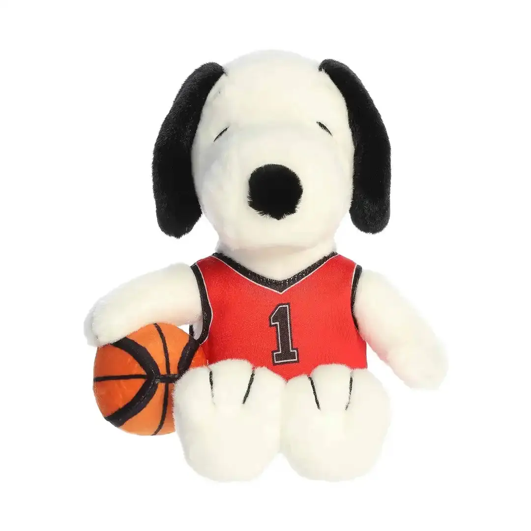 Aurora 8" Adorable Snoopy Basketball Stuffed Toy - High-Quality Durable Materials, Soft Fabric, Pellet-Free Hug, Beanless Plush, 6"x5"x8", Collectibles for 12 Years Above Enthusiasts, All-Ages Fun