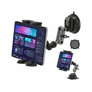 1 heavy-duty wall-mounted metal bracket, suitable for 10.16- 38.1cm devices, 360 ° Adjustable Rotation, Off-Road Suction Cup Grip, Aluminum Alloy Anti-Shake Stand, Compatible with Cars, Trucks, Kitchens, Gyms - No Batteries Needed, Easy to Clean