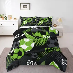 Soccer Comforter Set Kids Football Bedding Set for Boys Girls Teens Geometric Ball Gaming Sports Theme Duvet Quilt Room Decor