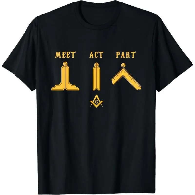 Men's 100% Cotton Crew Neck Casual Vintage Distressed Freemason Joke Graphic T-Shirt, Funny Father's Day Gift, All-Season Menswear Top, Freemason Joke Tee