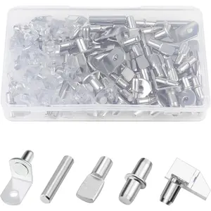 100 count Nickel Plated Shelf Bracket Pegs Cabinet Furniture Shelf Pins Support (5 Styles)