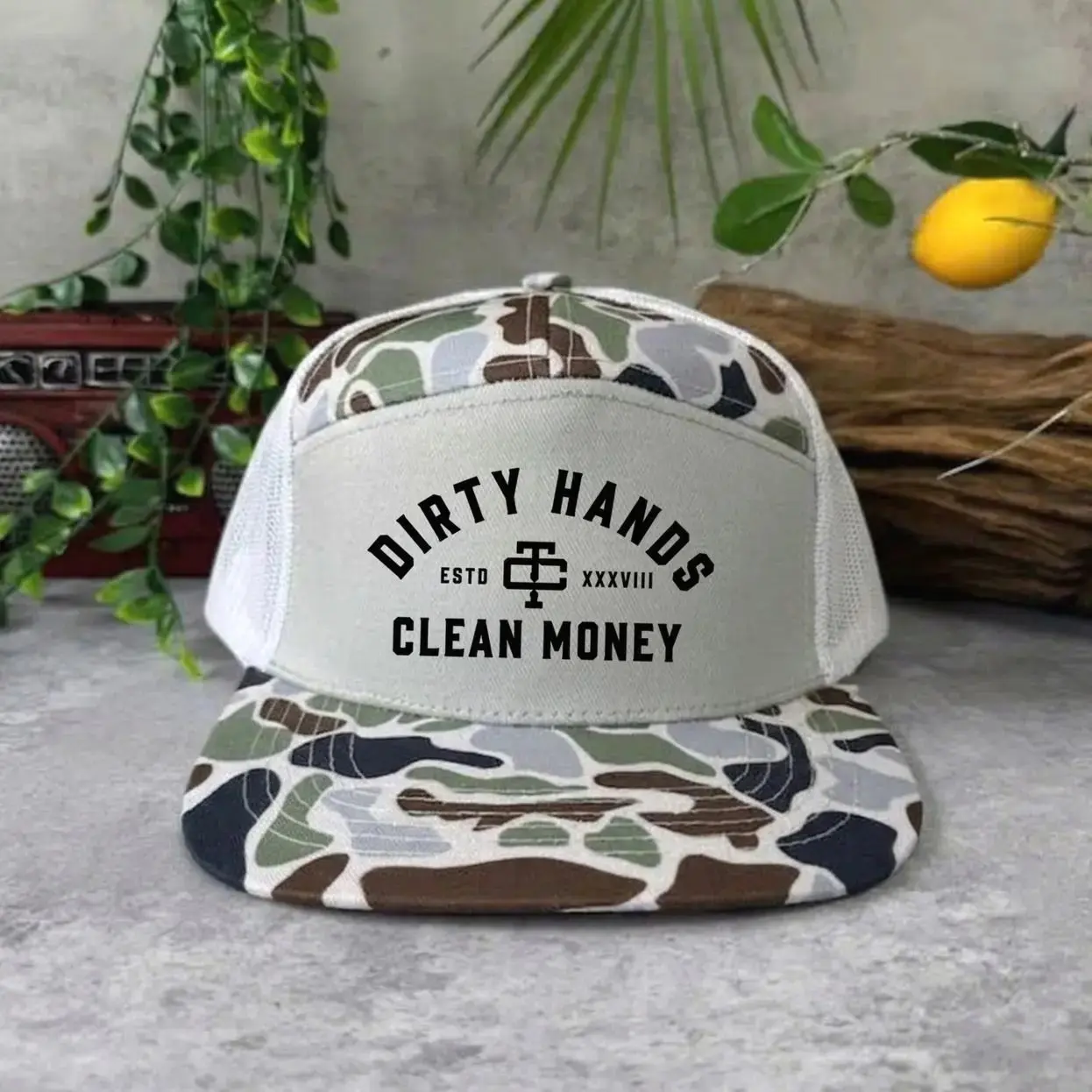Dirty Hands Clean Money Trucker Hat, Black Adjustable Mesh Snapback Cap, Blue Collar Workwear Outdoor Hat, Gift for Hardworking Men