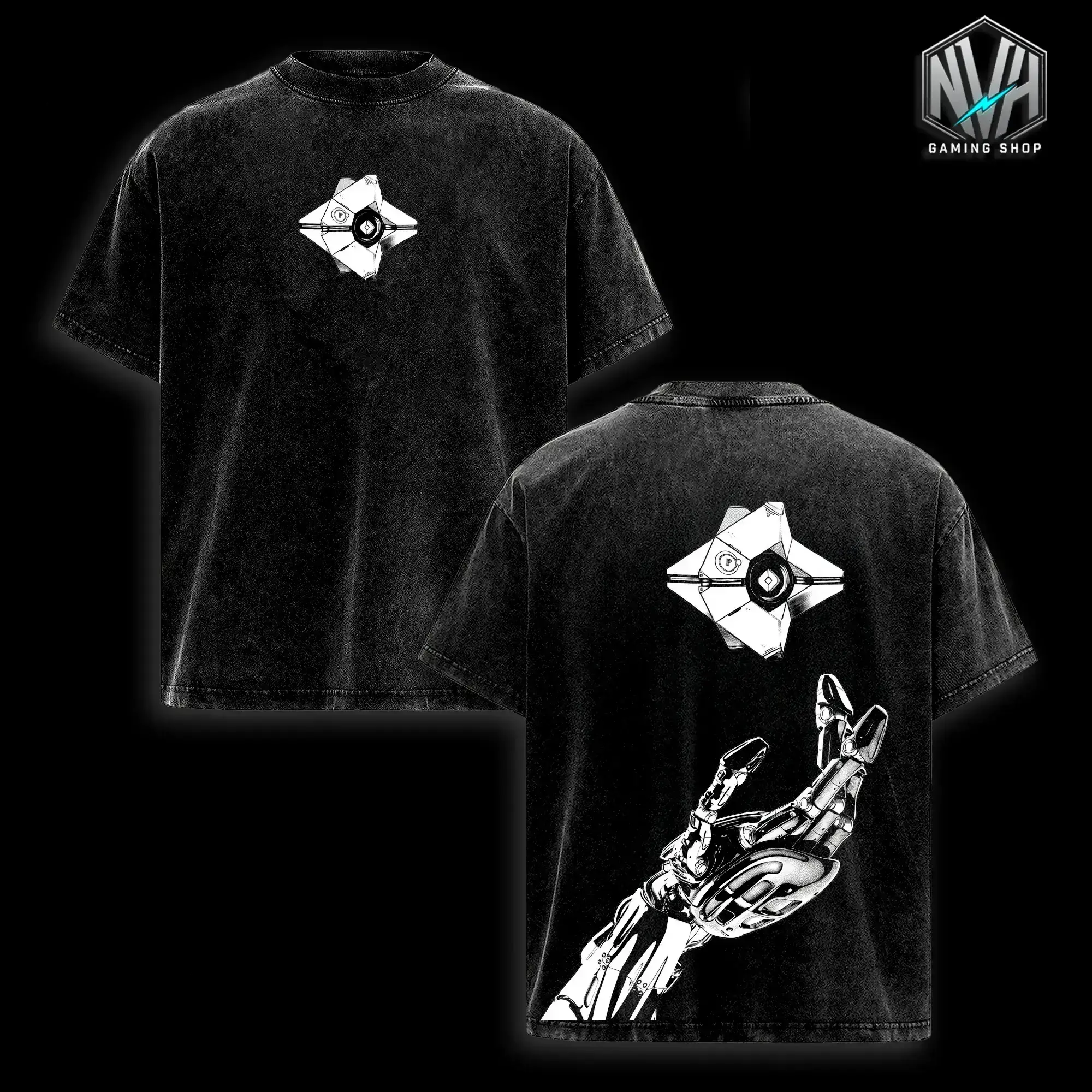 Destiny 2 Ghost Companion Graphic Tees, Bungie Sci-Fi First Person Shooter MMORPG Video Game Streetwear Apparel, Casual Streetwear Apparel, Soft Unisex Top, Vintage Washed Cotton, Y2k Casual Fashion, Retro Shirt, Top Men's and Women's Clothing