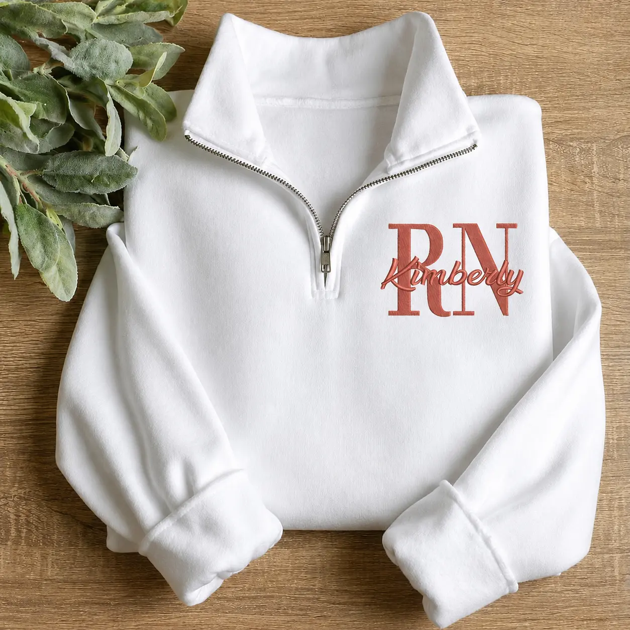 Custom Embroidered Nurse Quarter Zip Sweatshirt, Personalized RN Pullover, Registered Nurse Crewneck, Monogram Nurse Gift, Cozy Medical Worker Outfit