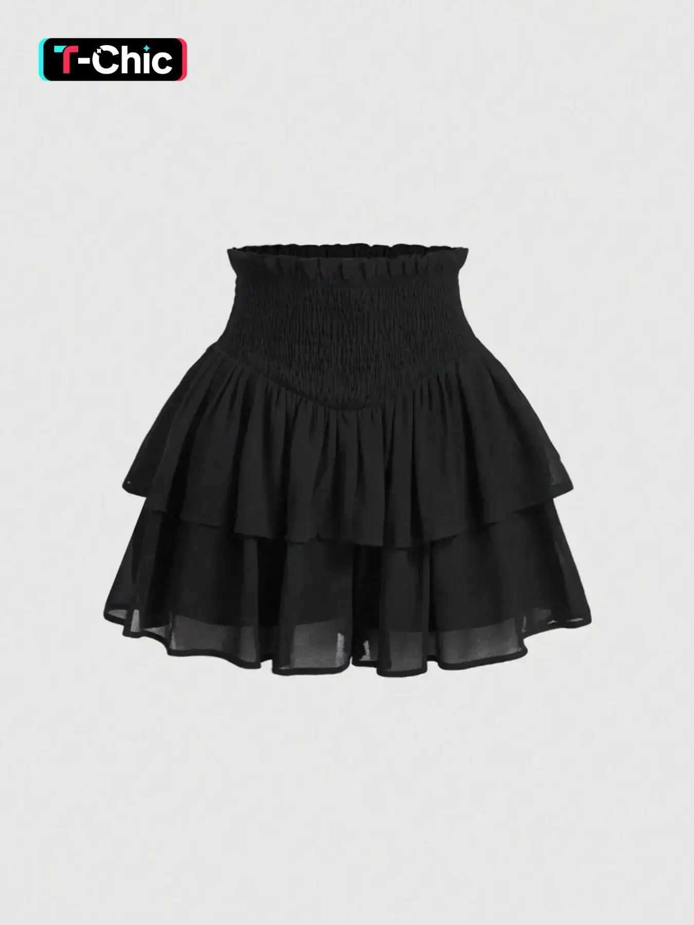 Stylish Plain Double-Layer Ruffled Summer Short Fitted Skirt for Casual Wear, Comfortable Bodycon Skirt