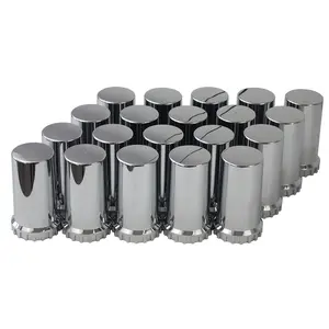 33mm x 3 1/2" Lug Nut Covers Thread On Flat Top ABS Chromed Flat Top Lug Nut Caps for Semi Trucks