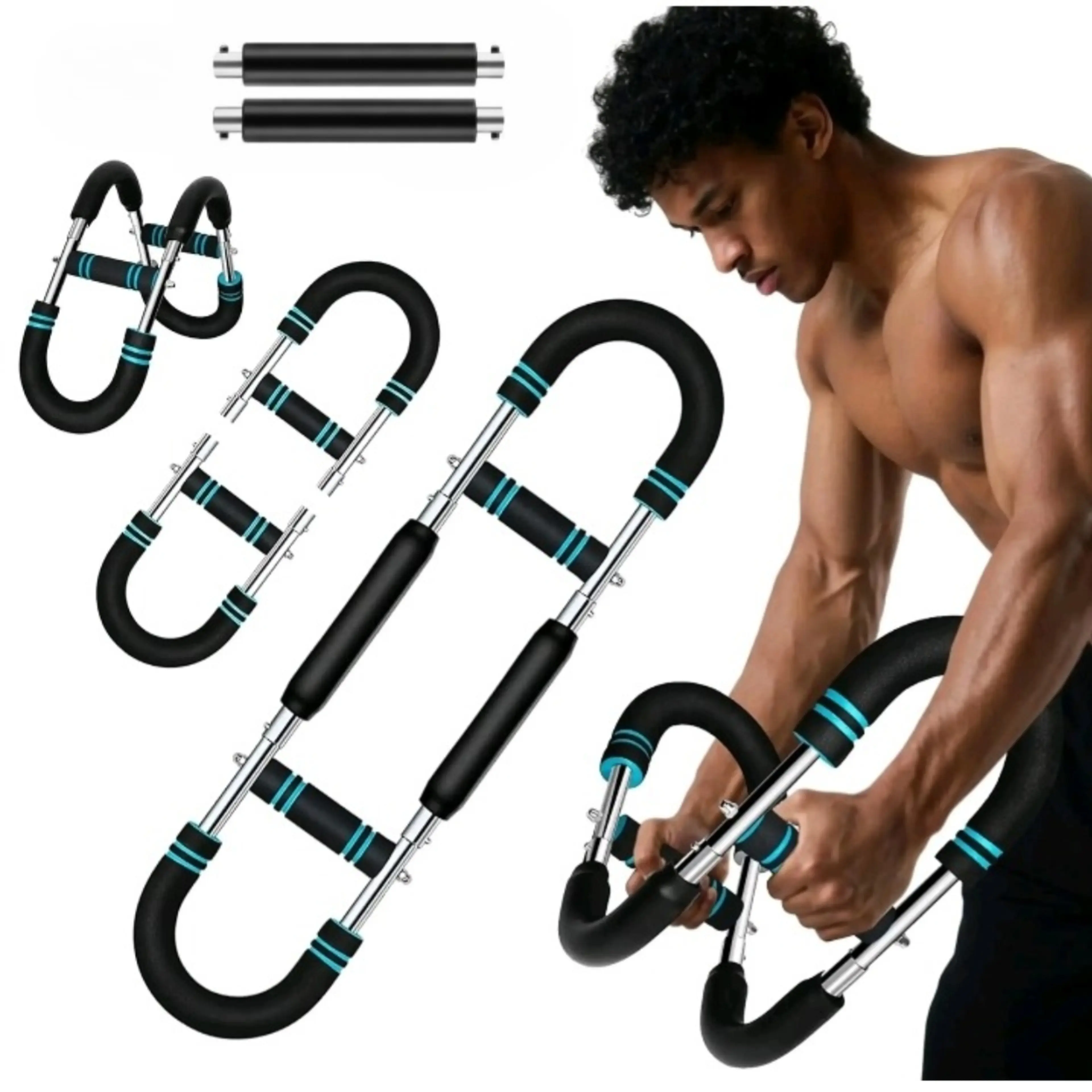 Arm Trainer, Twister Arm Trainer Adjustable Strength & Power Twister Bar for Chest & Arm Strength Training Workout, Portable Home Gym Fitness Equipment for Men, Ideal Upper Body Workout Machine with Shoulder Muscle Training and Spring Resistance
