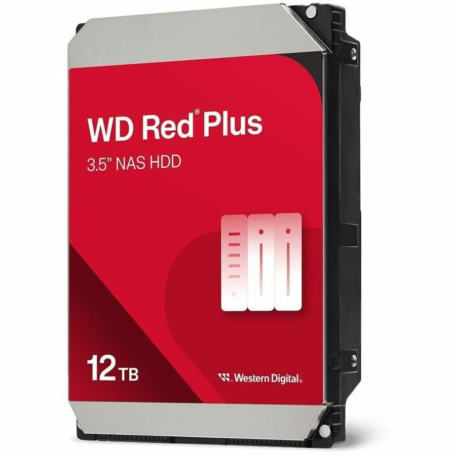 WD Red Plus WD120EFGX 12 TB Hard Drive 3.5" Internal SATA SATA/600 Conventional Magnetic Recording CMR Method