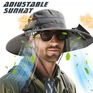 Solar Powered Fan Hat – Rechargeable Outdoor Fishing Sun Hat with Built-in Cooling Fan, Wide Brim, UPF50+ Sun Protection SummerVibes,summervibes