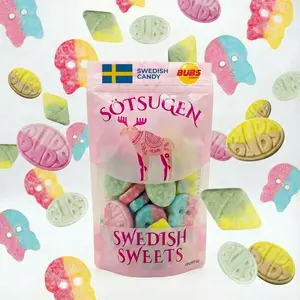 Bubs Swedish Candy Mix - Big Ovals, Skulls, and More - Sweet and Sour Swedish Gummies - 1/2 Pound of Godis From Sweden