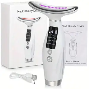 2026 Upgrade VersionNeck And Facial Massager, Seven Color Portable Facial Massager, LED Display, USB Rechargeable, With Vibration Function, Suitable For Facial, Neck And Shoulder Care - Fragrance Free Female Skincare Tool - Perfect Mother's Day Gift Neck