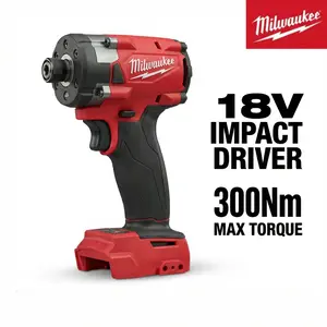 Milwaukee M18 FID3 Impact Screwdriver: 300 Nm torque, 1/4-inch hex connector. Compact design, only 12.5 cm long, suitable for automotive repair and construction. Includes 1 battery and 1 charger. repair power tool multitool cordless