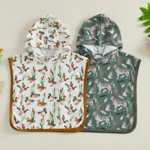 Babamoon Toddler Infant Baby Beach Towel Cute Animal Mallard Duck Print Pool Poncho Towels Swimsuit Coverup Robe for Boys Girls 0-2T