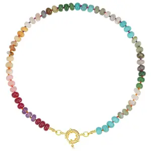 Colorful Bead Necklace 13.86in perimeter Handmade Adjustable Neck Jewelry