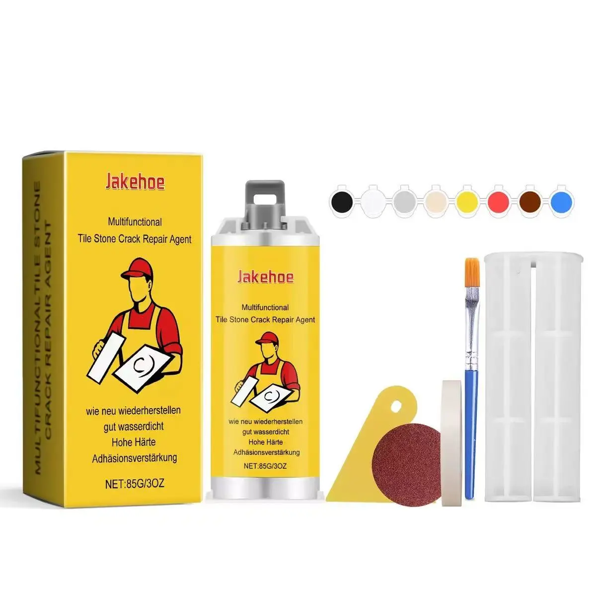 Jakehoe Tile Crack Repair Glue, Ceramic Patching Sealant, Marble Hole Filler, Glue and Seal, Durable & Easy Application, Ideal for Tiles & Ceramics, Invisible Waterproof Sealant