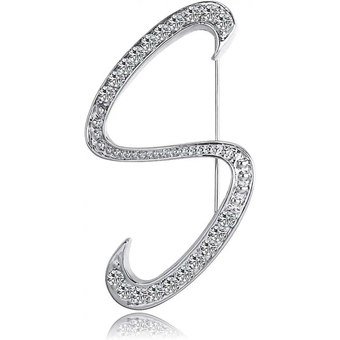 Letter Brooch Pins Initial Rhinestone Brooch for Women Crafts Silvery A-Z