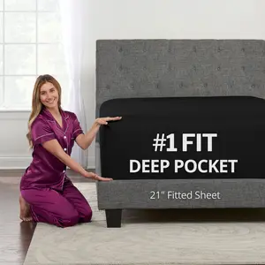 DeaLuxe Extra Deep Pocket Fitted Sheet - Cal King, Black