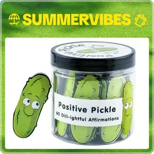 60 PCS Positive Pickle Affirmation Cards Jar for Anxiety Relief & Stress Relief, Emotional Support Jar with Funny Daily Messages, Mental Health Gifts to Cheer Up Friends, Unique Self Care Gifts for Women, Teen Girls, Pickle Ornament