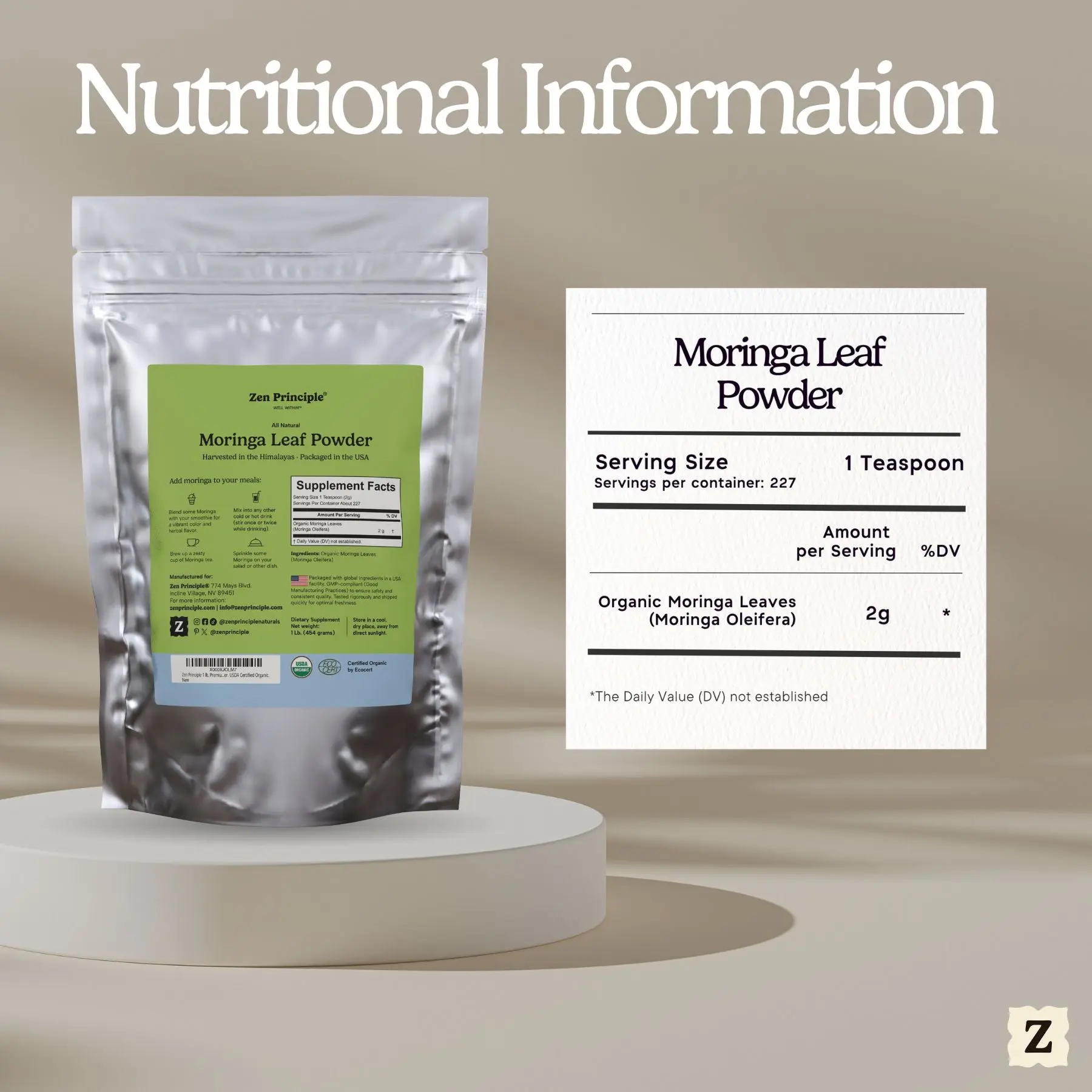 Organic Moringa Leaf Powder Absorbable Supplements Antioxidant Magic