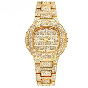 [ICE HUE] Women's 18K Gold Vacuum Plated Stainless Steel & Copper Watch with 5A+ Sri Lanka Zircon Quartz Square Dial, Miami-Italy-Mexico & Micro Inspired Luxury Fashion Accessory, Ideal for Daily Wear & Gifting, Classic-Simple-Sporty Style, Watches For Wo
