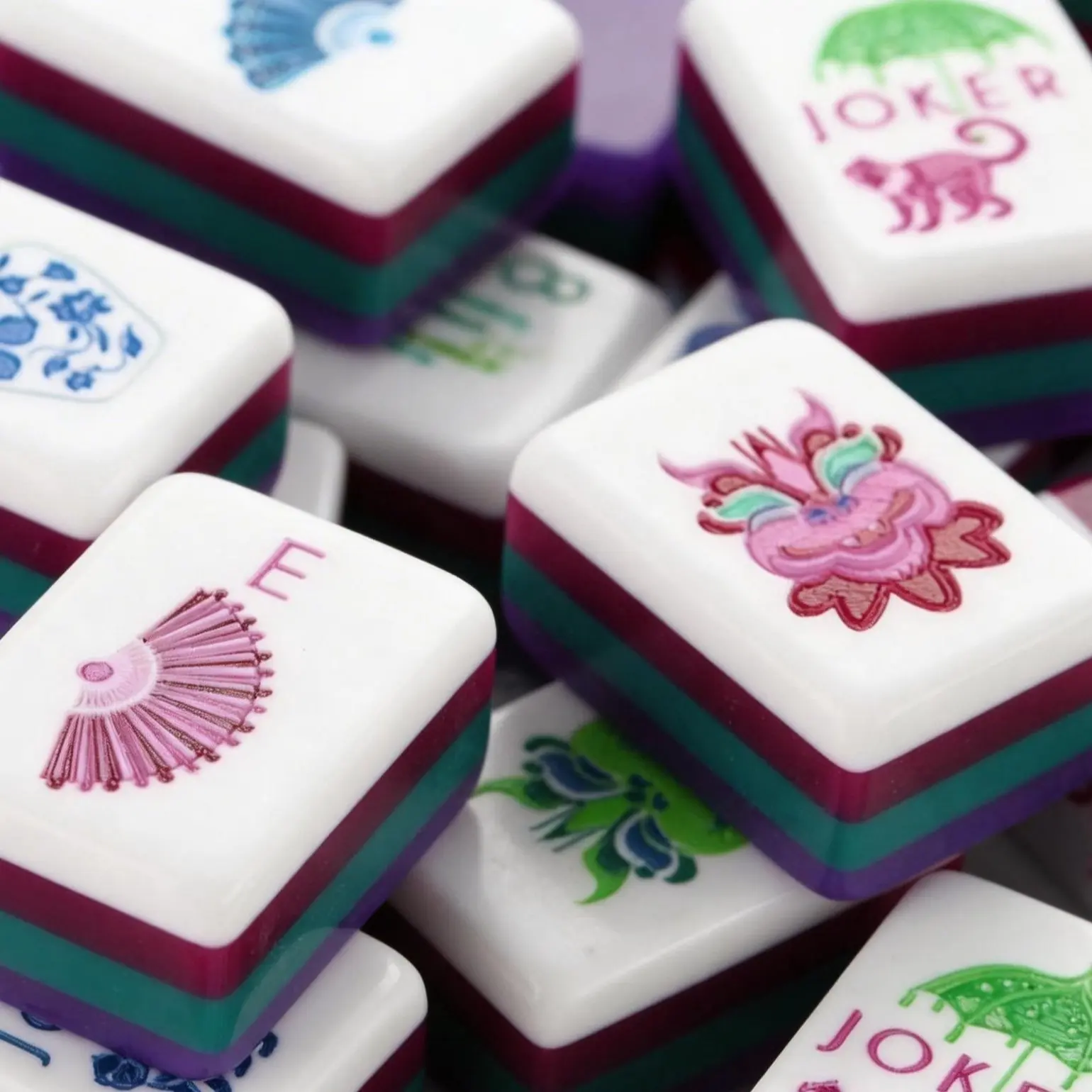 160-piece American-style mahjong set, pink layered glossy tiles, smooth and durable tabletop game, perfect for adult game nights, parties, travel, and home entertainment gifts