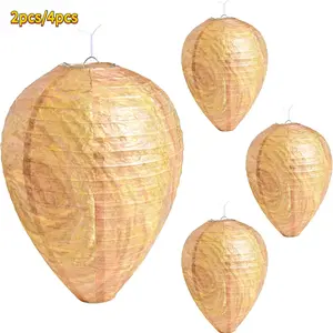 2/4 Pack Hanging Paper Realistic Fake Wasp Nest Decoy for Outdoor, Home and Garden