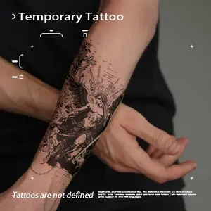 Vintage Angel Herb Tattoo Sticker, Waterproof Long-Lasting Arm Patch, Sexy Style for Men and Women, New European and American Design, Temporary Personal Body Art
