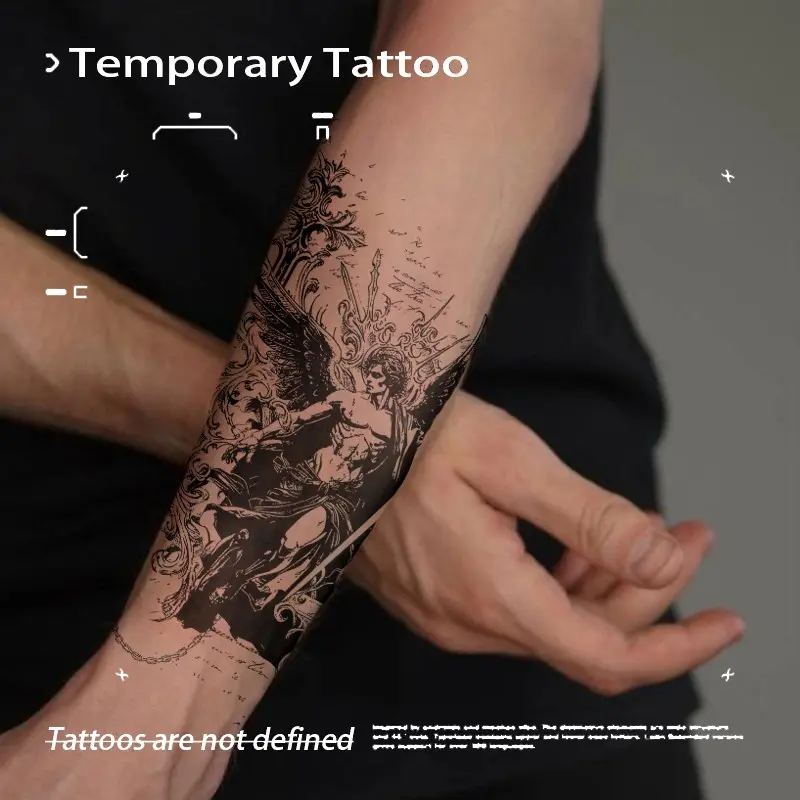 Vintage Angel Herb Tattoo Sticker, Waterproof Long-Lasting Arm Patch, Sexy Style for Men and Women, New European and American Design, Temporary Personal Body Art, Body Fake Tattoos