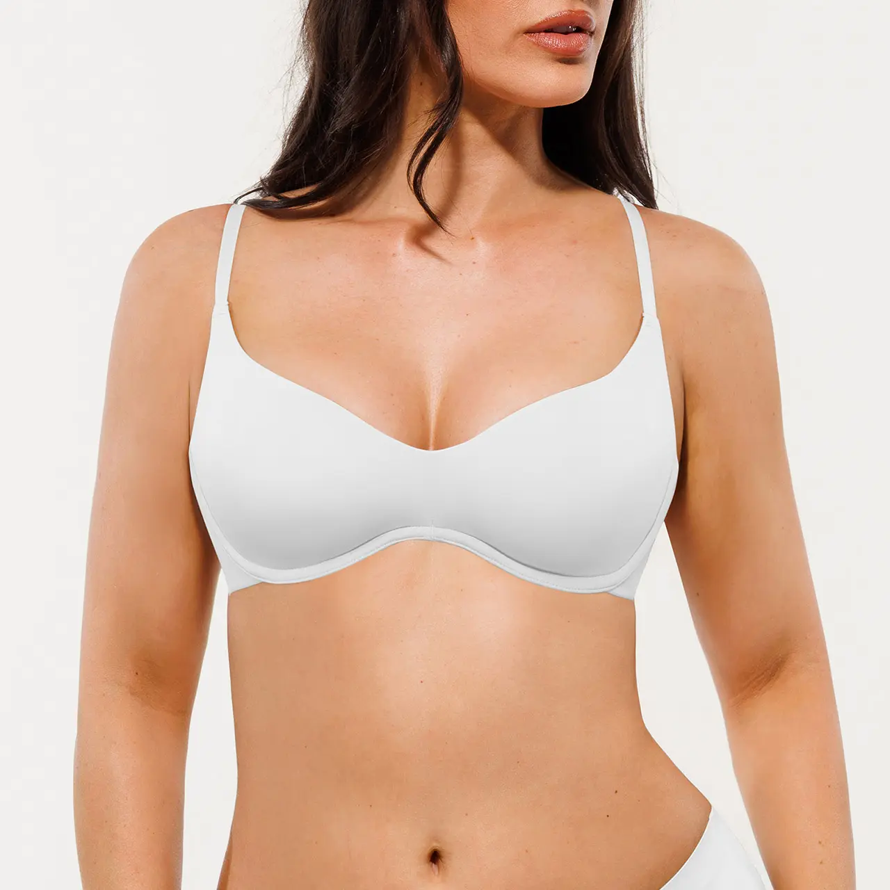 Popilush Women's V‑Neck Underwire Push‑Up Bra Adjustable Thin Strap Everyday Support Lingerie