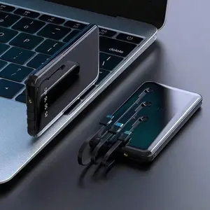 20000mAh Power Bank Portable Charger With LED Digital Display LED Flashlight for Camping,Travel,Emergencies Built-in USB-C/Lightning Cables for iPhone Samsung etc.