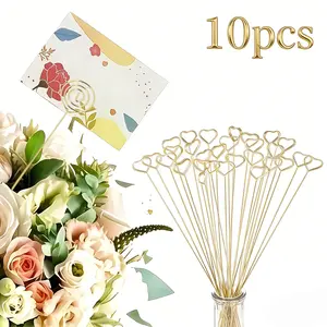 10 Round Photo Holders, Wedding Table Number Card Holder, Bouquet Message Card Clip, Party Decoration Place Card Holder, Desk Accessory