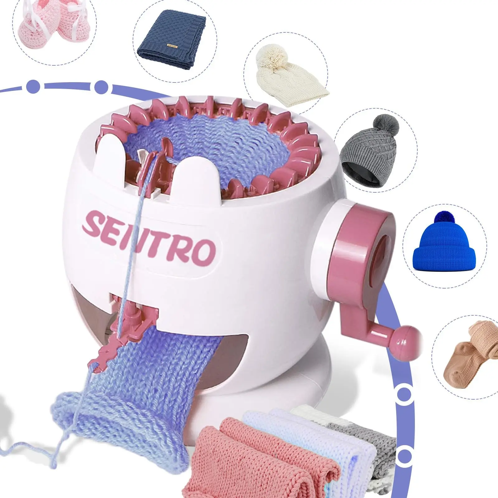 22 Needles Knitting Machine, Hand Crank Knitting Machine for Beginners, DIY Knitting Machine Kit for Scarf Glove Socks Hats and Small Crafts