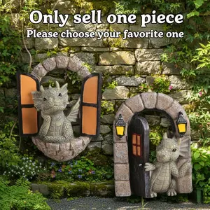 1pcs Resin Dragon Decorative Ornament, Night Glow Opening Dragon Decor, Garden Fence Wall Decoration, Wedding Party Gift, Outdoor Photography Prop, Garden Accessories
