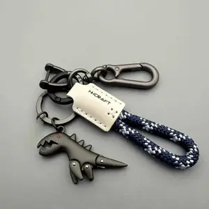 Motorcycle Decoration Accessories Car Keychain Single Leather Woven Rope Metal Keychain Handbag Pendant Small Gift
