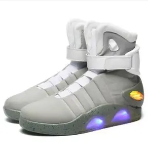 Design shoes Back to the Future Cannot automatically tie shoelaces LED luminous color changing lamp sneaker Velcro strap