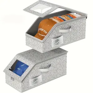 Stackable baseball cap storage box, clothing storage box, hat rack, large capacity, foldable, space-saving universal wardrobe storage box, suitable for home, wardrobe, travel, display, storage and organization