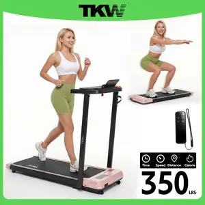 【2026 Fresh Appearance】TKW 4-in-1 Foldable Treadmill with Vibration Function & Armrests, Portable Quiet Walking Pad for Home & Office, LED Display for Walking & Jogging