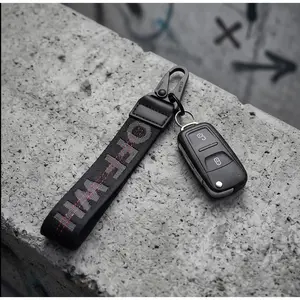 Car Keychain, Fabric Wrist Lanyard Keychain with Key Ring, Stylish Car Accessories for Keys, Wallets, Bags and Jeans Decoration, Black