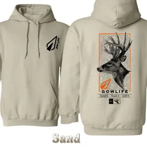 Bow Life Hunting Hoodie – Outdoor Design Featuring Deer Head Graphic And Archery Theme , Bold Adventure Style For Hunters And Nature Lovers , Cozy Hoodie , Perfect Fall And Winter Outfit Casual Classic Tops