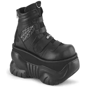 Demonia Men's Boxer-70 Mid-Calf Boot with Ornamental Straps and Spider Web Embroidery