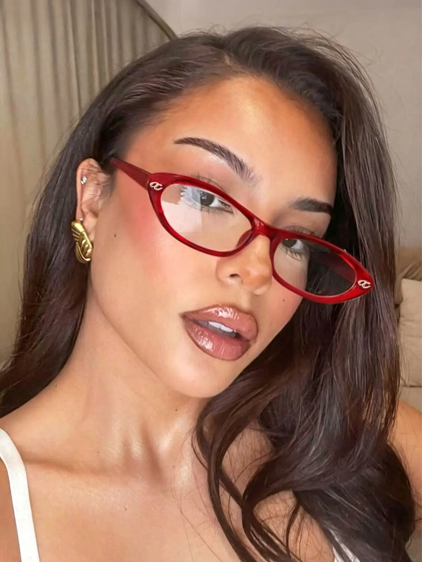 1pc Elegant Oval Cat Eye Glasses Frame, Distinctive "A" Letter Decoration, Clear Lenses Paired with Metal Accents, Vintage Style, Versatile for Daily Wear, Travel, Beach Eyewear, Fashion Eyewear