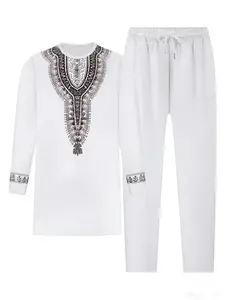 Printed Long Sleeve Matching robe set, suitable for casual, formal and festive occasions