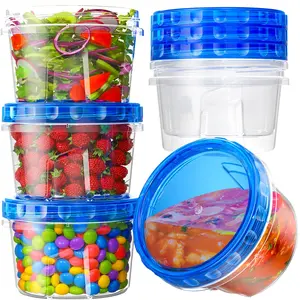 6 Pack-17oz Freezer Storage Containers, Plastic Food Containers with Twist Top Lids, BPA Free and Reusable Soup Containers with Lid, Microwave and Dishwasher Safe