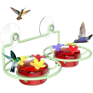 Window Hummingbird Feeder, Small Hummingbird Feeder for Outdoors with  Suction Cup - Metal Base & 6 Feeding Ports, Easy to Clean and Refill