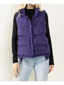 Corduroy Puffer Vest - Purple