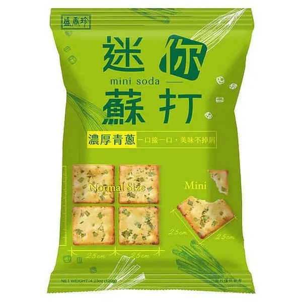 Triko Foods Baked Green Onion Mini Soda Crackers - Wheat Crisps & Puffed Snacks, 120g, Layered Texture, Mild Onion Aroma, Ideal for Pairing with Spreads, Salty & Savory