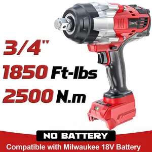 1850Ft-lbs (2500N.m)-3/4"Impact Wrench Compatible with Milwaukee 18V Battery (NO Battery!!!), Brushless Impact Gun 4-Speed with Auto-Stop Reverse for Car/Truck summervibes Heavy Duty
