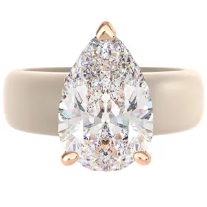 Rinfit Silicone Ring for Women, Pear Cut CZ Stone, Elegant Wedding Style Ring, Soft Comfortable Rubber Band | Patented Design